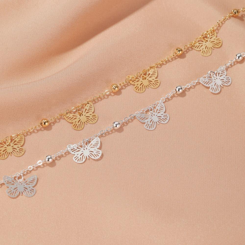 Foot decoration summer beach multi-layer hollow butterfly pendant anklet female personality fashion jewelry