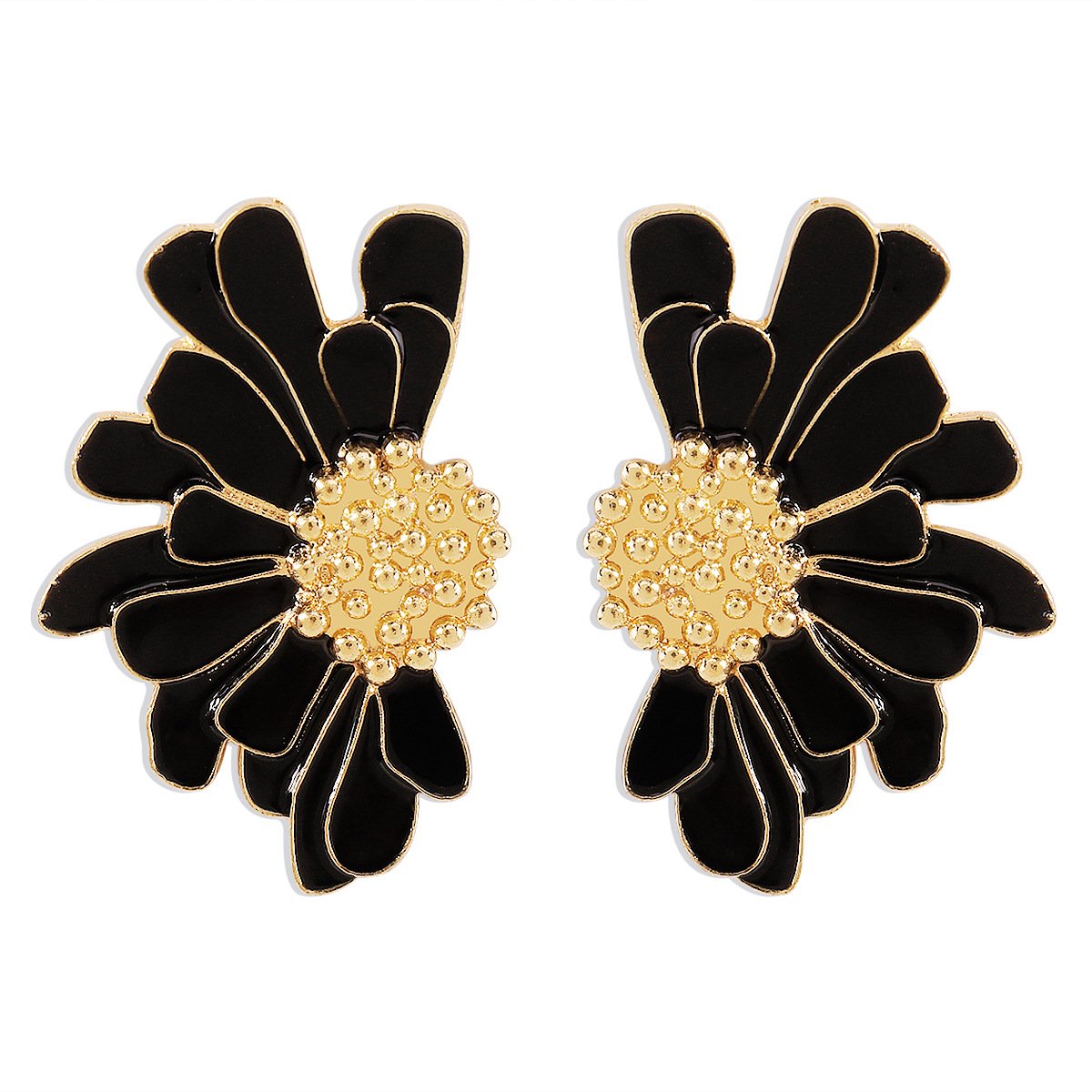 E8418 Stud Earrings Retro Alloy Flower Stud Earrings Feminine Pattern Flower Earrings