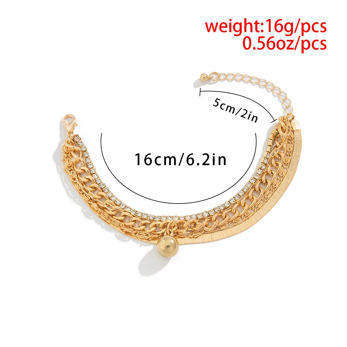 Jewelry Retro Hanging Ball Snake Bone Chain Multilayer Bracelet Female Personality Metal Hip Hop Hollow Hand Jewelry