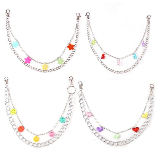 Multicolor Waist Chain Acrylic Jeans Hanging Chain Trendy Wear with Pants Chain