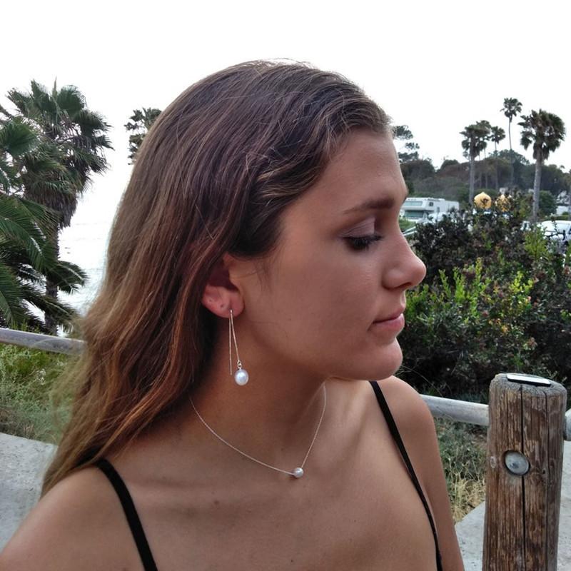 Ins cold chocker titanium steel plated 18K gold imitation pearl pendant necklace female clavicle necklace