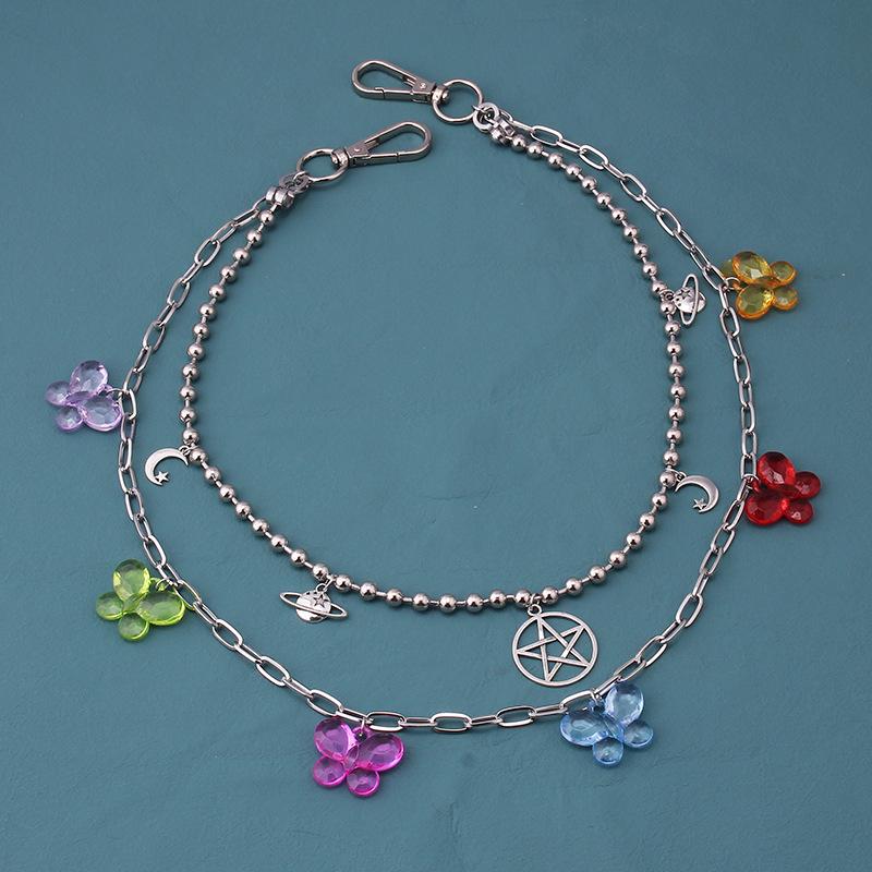 Jewelry ins 1 metal thick chain trend accessories pants chain fashion acrylic butterfly decoration