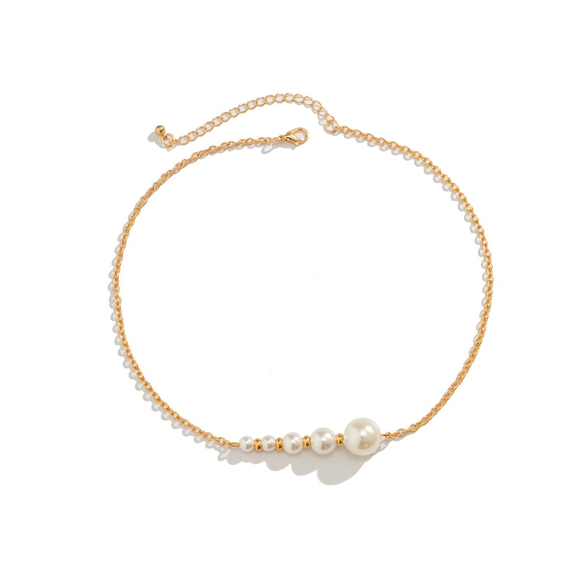 Jewelry simple niche imitation pearl necklace female all-match geometric arrangement beaded pendant necklace
