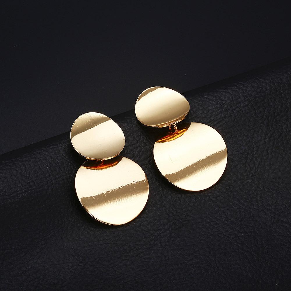 Personality Simple Exaggerated Geometric Brushed Round Metal Stitching Temperament Earrings Earrings Earrings Earrings