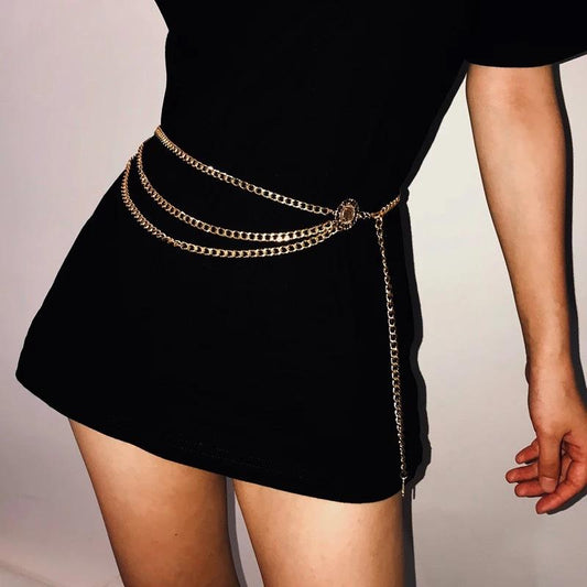 Metal Multilayer Tassel Waist Chain Female Stage Performance Decoration Long Shirt Dress Skirt Accessories