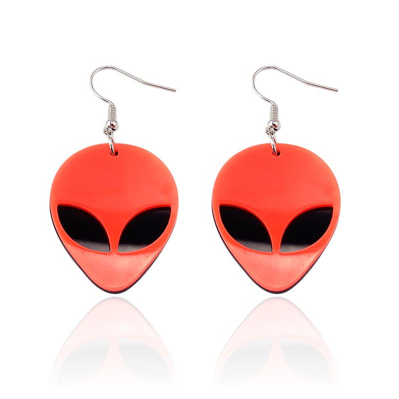 Fluorescent green alien earrings earrings temperament acrylic earrings exaggerated trend big ear jewelry women