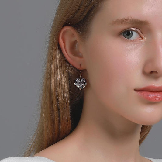 Fashion sweet color diamond love earrings ins temperament all-match peach heart earrings French design earrings