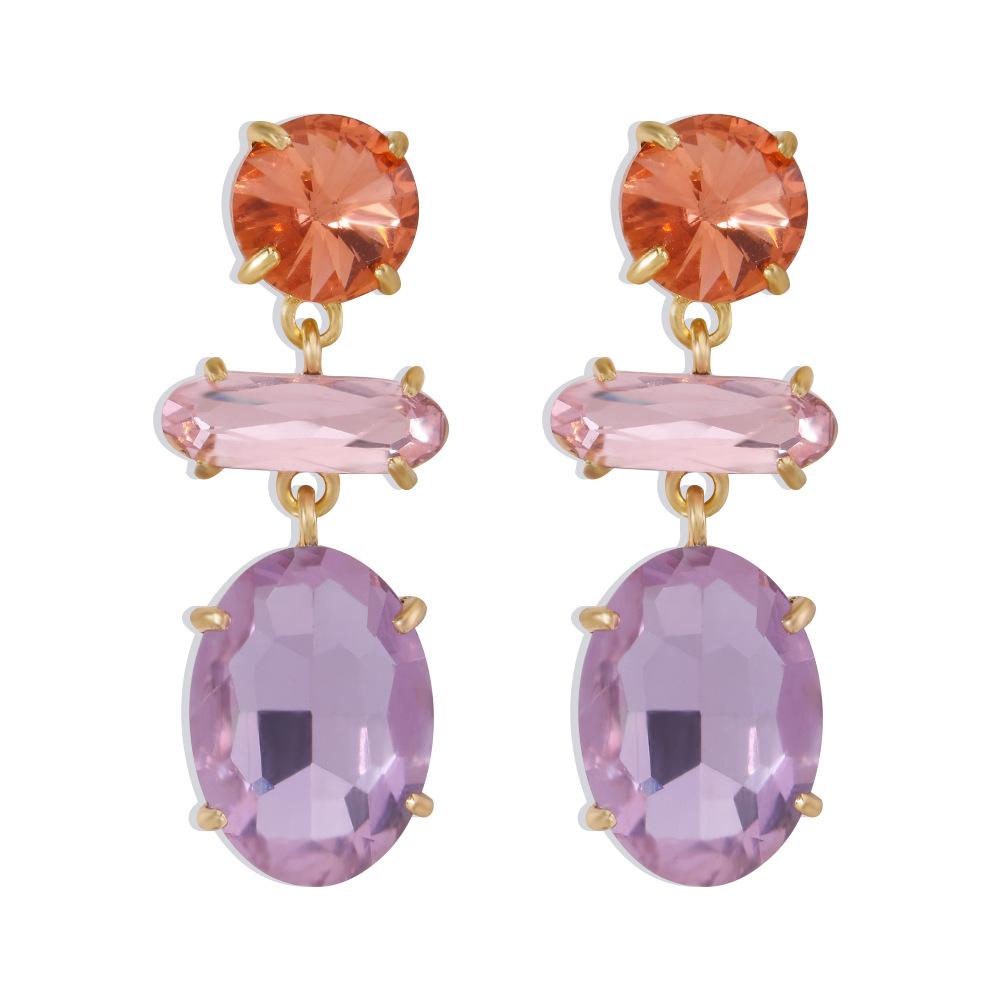 E9626 Diamond Earrings Temperament Ladies and Ladies Several Earrings Exaggerated Contrasting Color Multi-cut Earrings