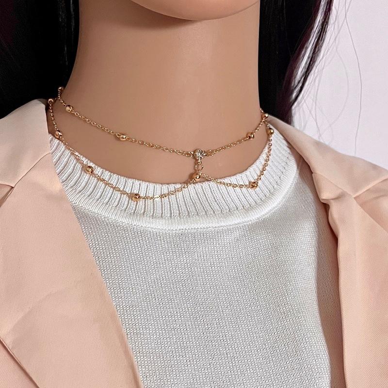 Jewelry Fashion Ball Rhinestone Necklace Female Simple Metal Chain Rhinestone Clavicle Necklace Jewelry