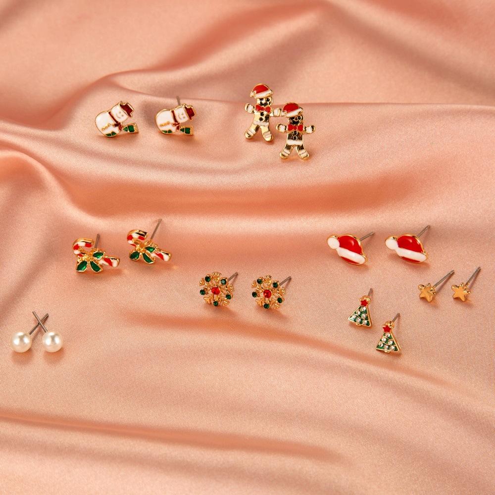 Christmas jewelry creative Christmas tree earrings simple snowman bell earrings female festive holiday accessories