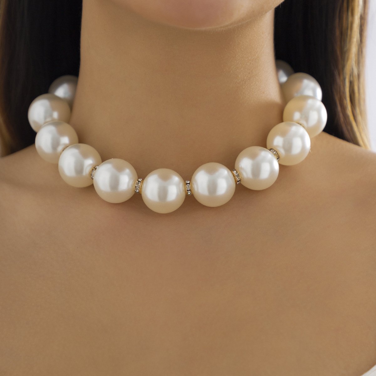 Jewelry Xiaoxiang Fashion Beaded Versatile Necklace Light Luxury Rhinestone Design Imitation Pearl Necklace