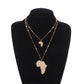 Jewelry double size popular African map female necklace personality temperament small hole metal chain