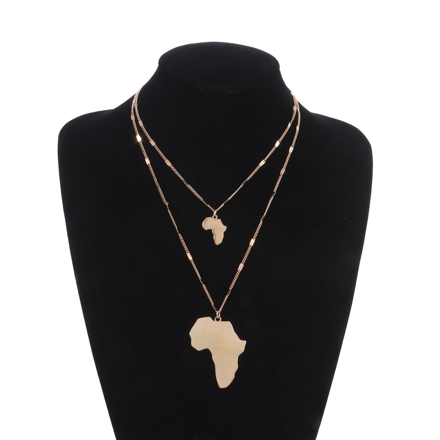 Jewelry double size popular African map female necklace personality temperament small hole metal chain