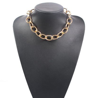 2N7145 Necklace Exaggerated Metal Thick Chain Short Necklace Necklace Clavicle Chain Atmospheric Fashion Versatile