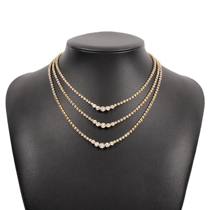 N9877 multi-layer net red necklace women's exaggerated light luxury fashion diamond necklace niche chocker necklace