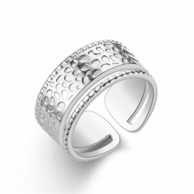 Fashion Open Titanium Steel Ring Geometric Beat Pattern Retro Stainless Steel Ring Jewelry