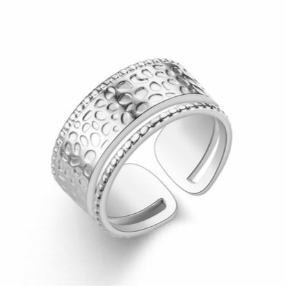 Fashion Open Titanium Steel Ring Geometric Beat Pattern Retro Stainless Steel Ring Jewelry