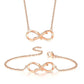 Fashion Color Separation Plating Rose Necklace 8 Character Infinity Bracelet Female Jewelry Set