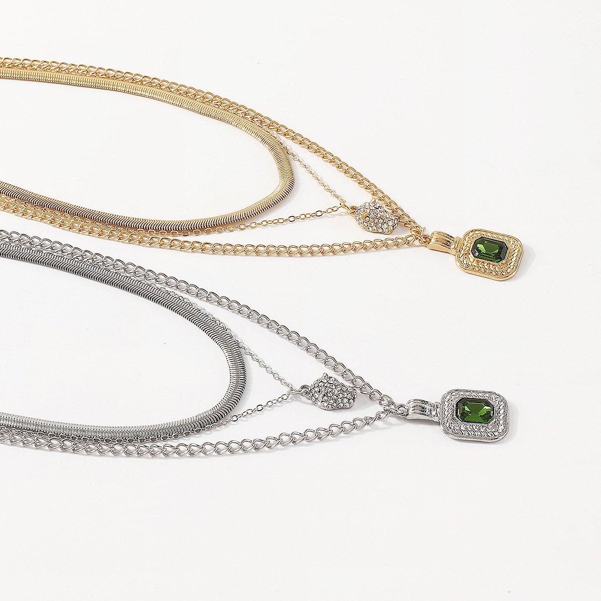 N1752 retro stacked multi-layered necklace palace simple niche necklace light luxury rhinestone necklace female