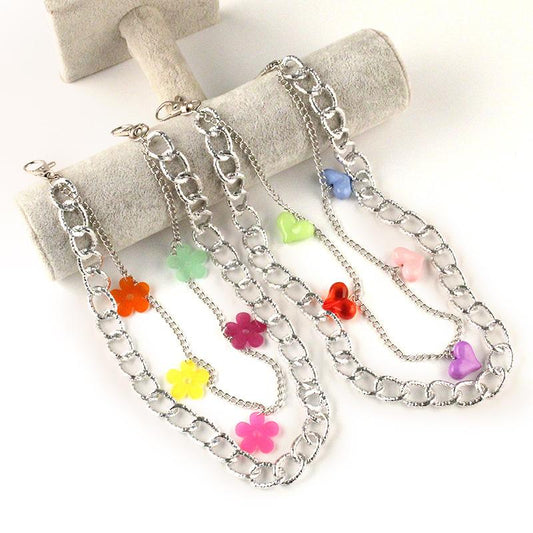 Jewelry acrylic pendant double chain hip hop jeans chain trend men and women body chain