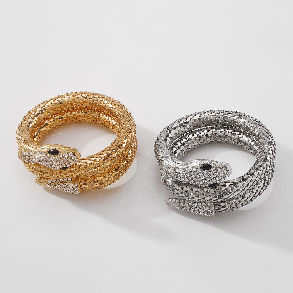 B1497 Exaggerated Snake Bracelet Punk Hip-Hop Personality Bracelet Micro-inlaid Creative Winding Niche Accessories