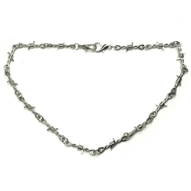 Guochao hip-hop tide brand prickly thorns pants chain ins male and female jewelry with the same paragraph Hong Kong dark male and female neck chain necklace