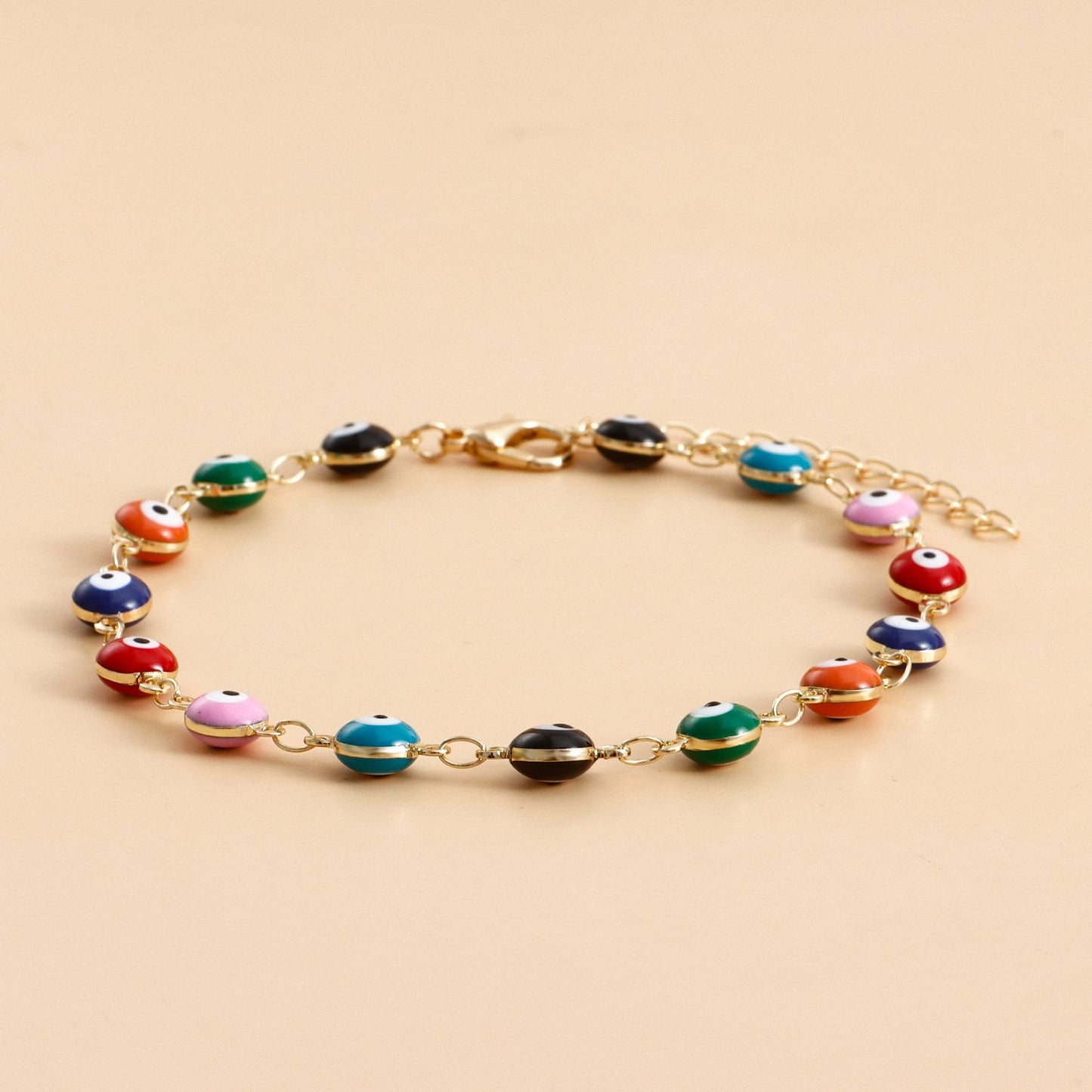 Jewelry ins thick aluminum chain devil's eye anklet girls high-end retro foot accessories three-piece suit