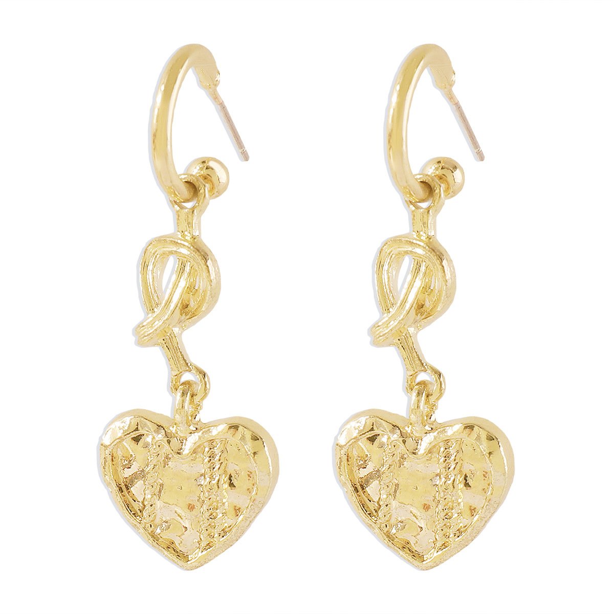 E146 French niche retro knotted love earrings metal irregular texture geometric simple earrings