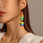 E1214 Jewelry Fashion Acrylic Long Earrings Candy Color Elegant Heart Star Earrings