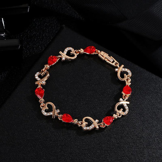 Love hand jewelry hollow air flower diamond lady bracelet heart-shaped bracelet Valentine's Day gift