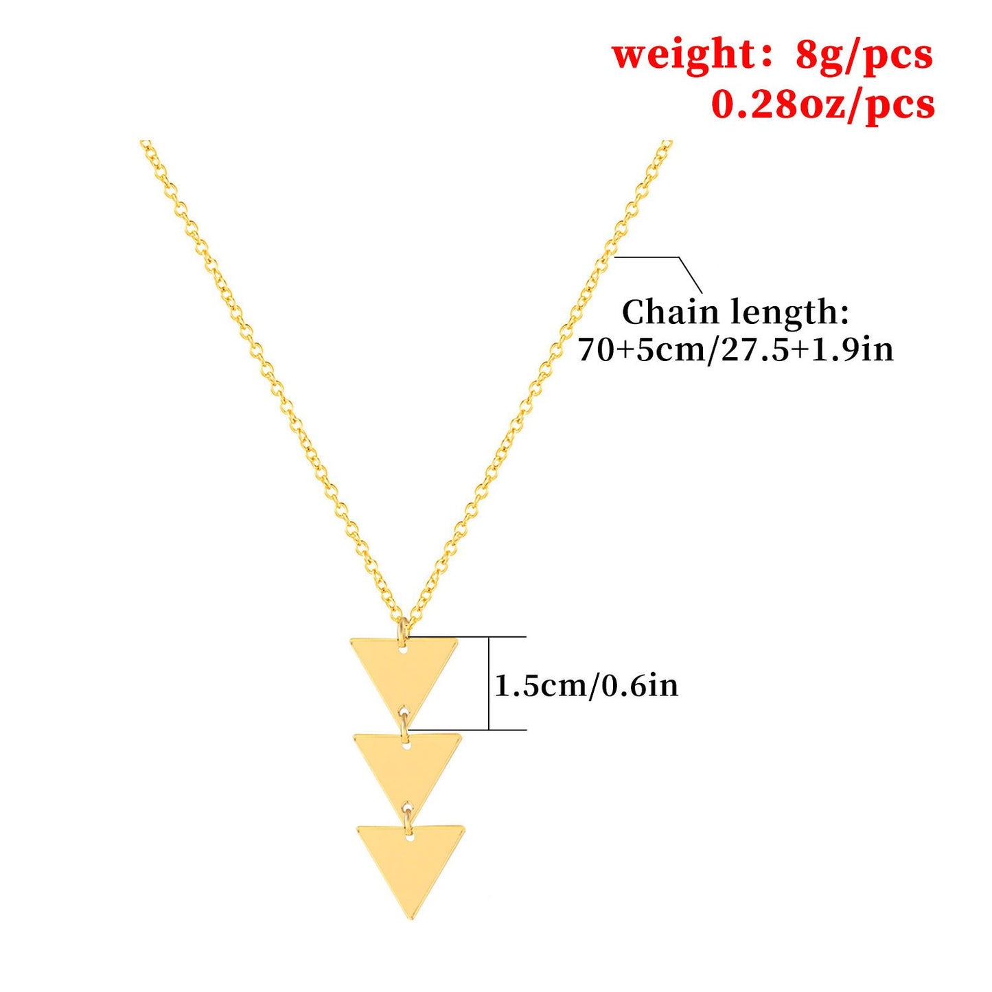 Jewelry Three Triangle Necklace Female Exaggerated Creative Accessories Pendant Clavicle Chain