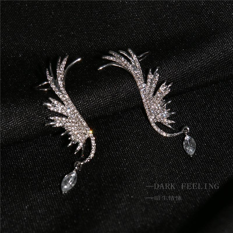 Fashion angel wings ear bone clip ns net red diamond earrings female earrings earrings tide