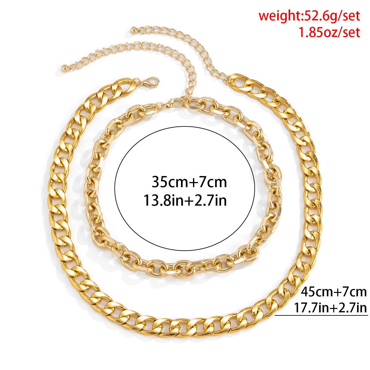 Hip Hop Punk Vintage Metal Aluminum Chain Necklace Set Hip Hop Trend Geometric Clavicle Necklace