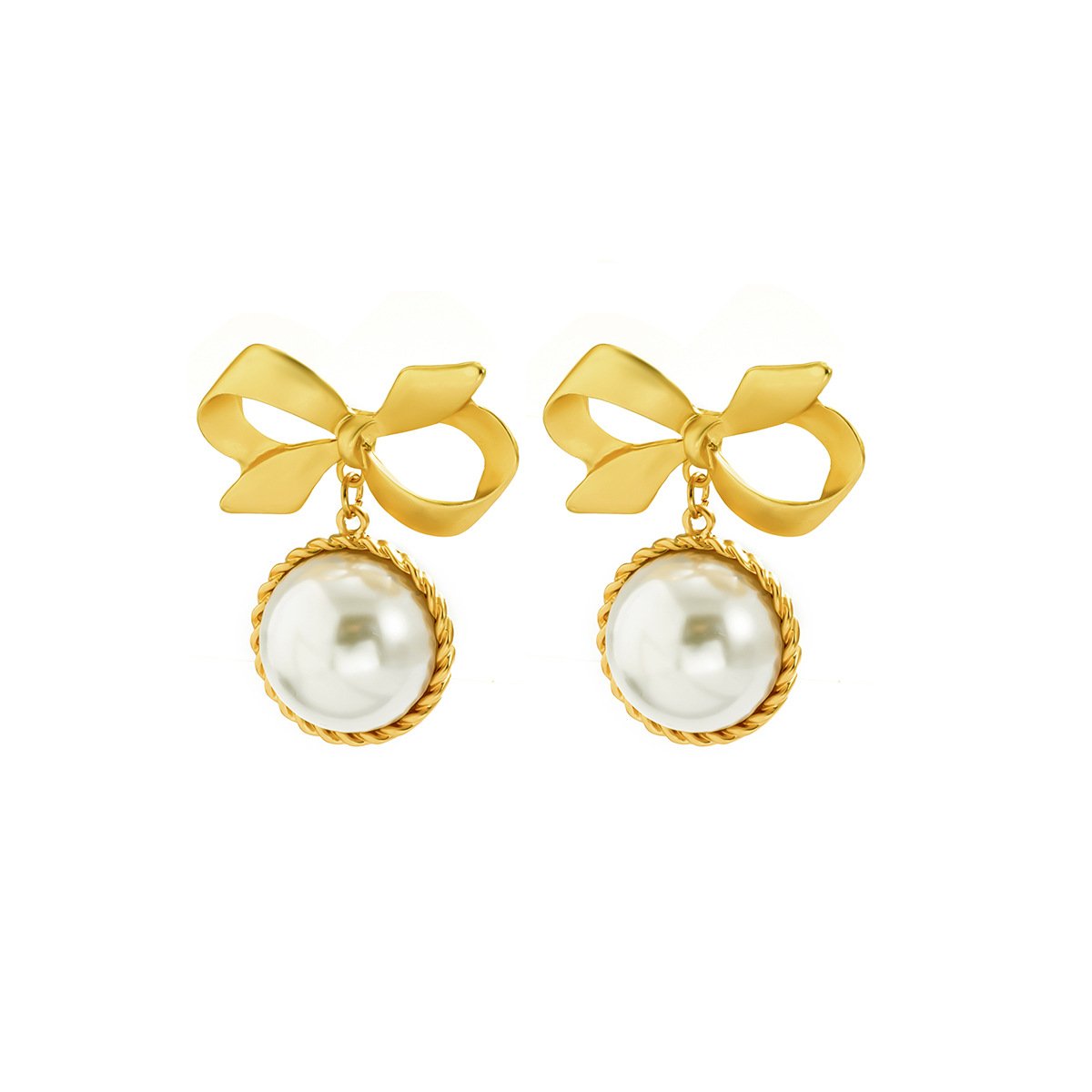 Jewelry baroque micro-inlaid pearl temperament earrings female retro bow lace simple earrings