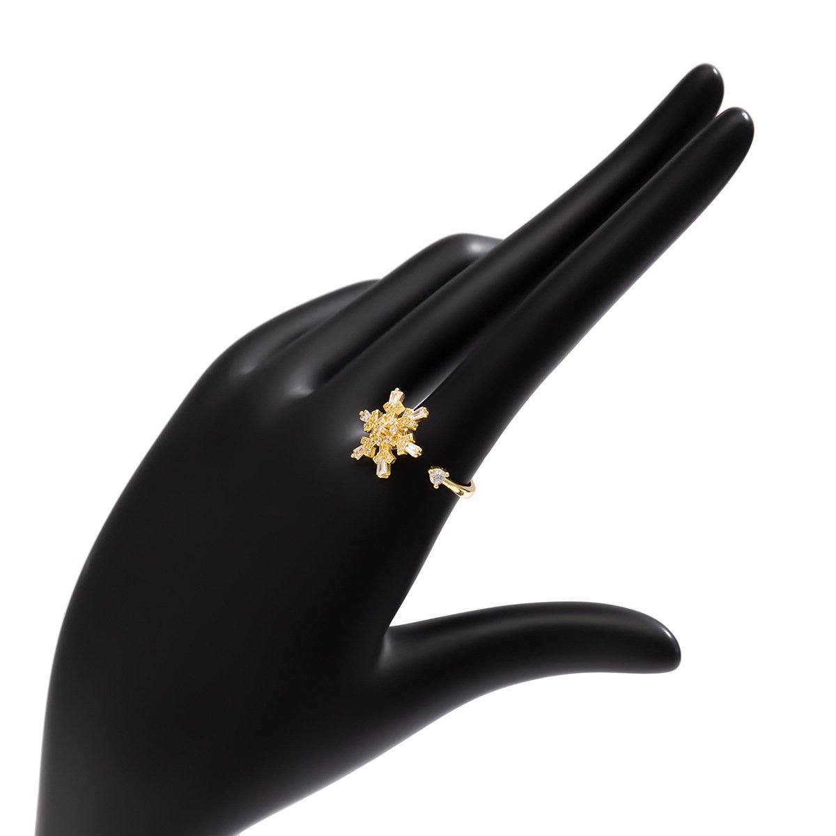 Jewelry Christmas simple diamond-studded zircon snowflake ring femininity sweet metal open ring