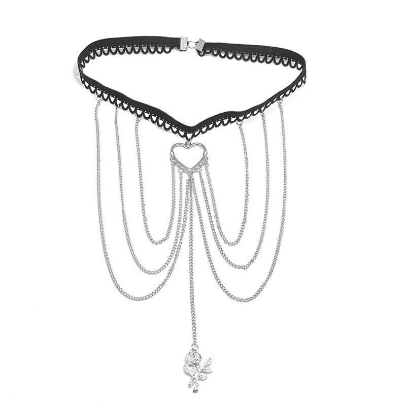Jewelry fashion love rose pendant leg chain tassel multi-layer leg chain love body chain female