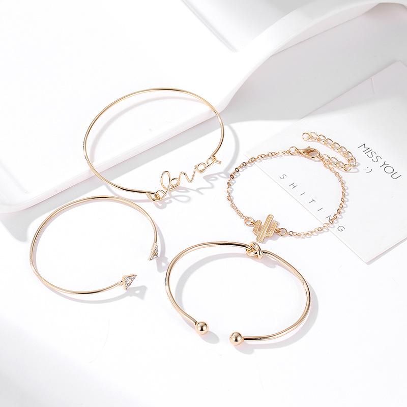 Jewelry Set Letter LOVE Geometric Knotted Bracelet Bracelet Combination Four-piece Set