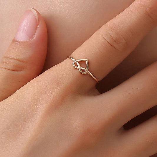 Knotted ring femininity simple hollow love opening ring peach heart heart-shaped ring