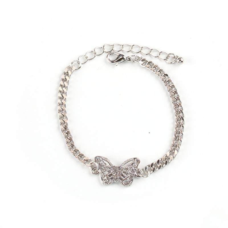 Simple personality alloy flash diamond butterfly collarbone chain punk hip-hop flash diamond butterfly bracelet