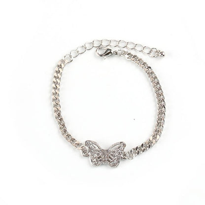 Simple personality alloy flash diamond butterfly collarbone chain punk hip-hop flash diamond butterfly bracelet