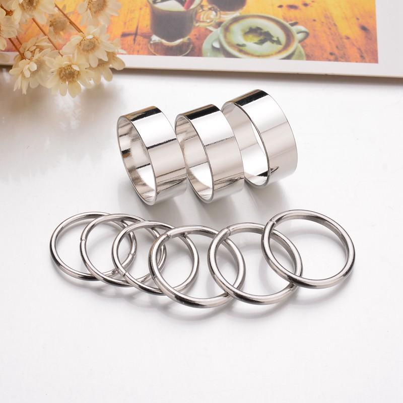 Jewelry 9 pieces set ring metal glossy ring women