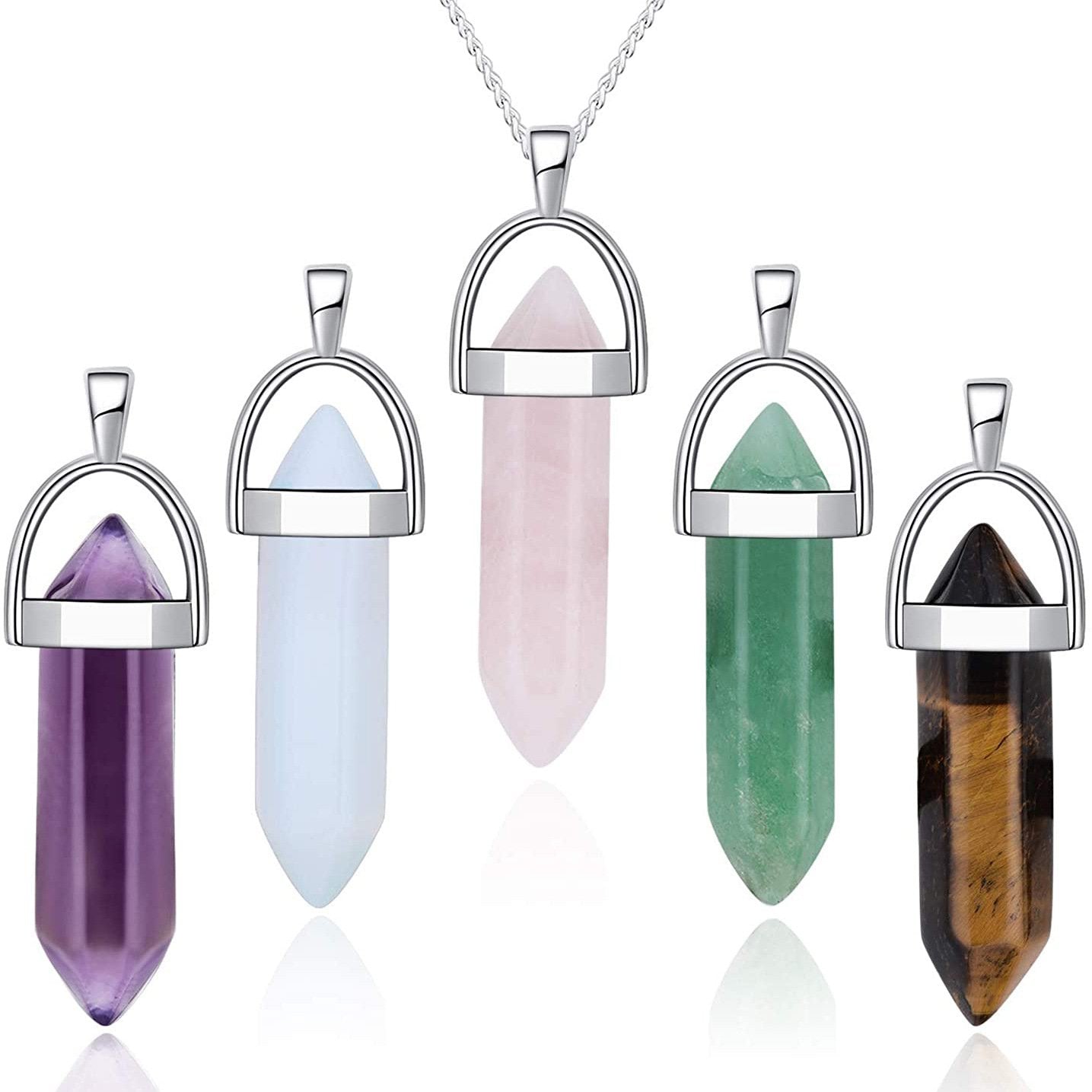 Fashion Agate Hexagon Pillar Pendant Necklace Simple Clavicle Chain Jewelry