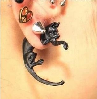 Long tail leopard cat animal earrings fashion creative piercing earrings jewelry