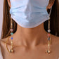 Fashion colored glaze glass beads heart-shaped mask necklace personalized colorful round beads peach heart glasses chain