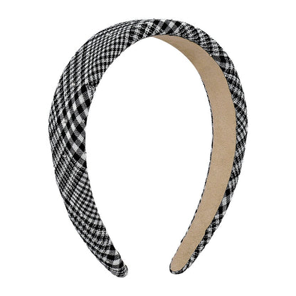 F4249 Retro literary and artistic fashion headband plaid pattern clear wide edge small perfume drill simple headband female