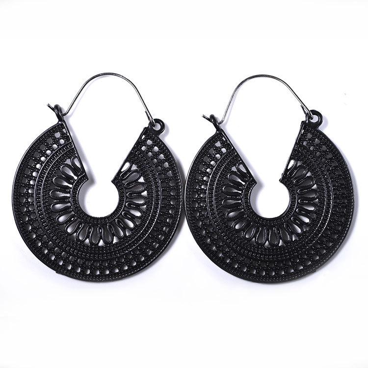 Middle Eastern Bohemian Vintage Openwork Metal Earrings Dubai Jewelry