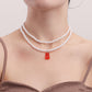 Jewelry ins double baroque imitation pearl color bear pendant necklace female choker