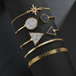 Fashion Turquoise Bracelet Asymmetric Size Round Bracelet Triangle Geometric Round Open Bracelet Jewelry