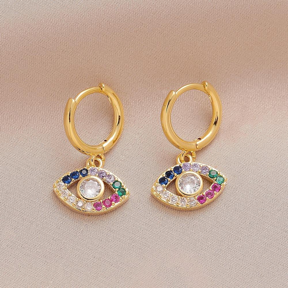 Fashion and exquisite devil's eye earrings copper micro-inlaid zircon eye earrings jewelry for women