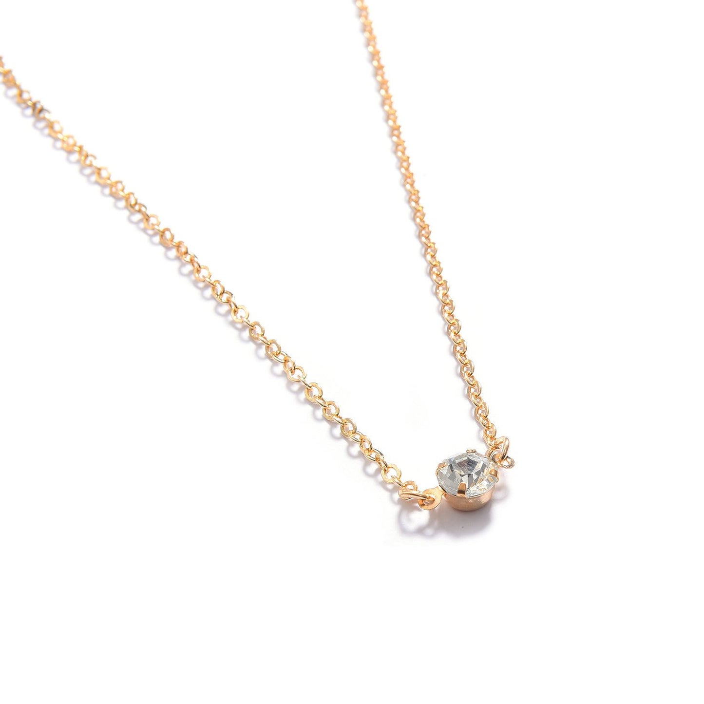 Crystal Single Diamond Short Necklace Fashion Simple Atmospheric Clavicle Necklace For Women